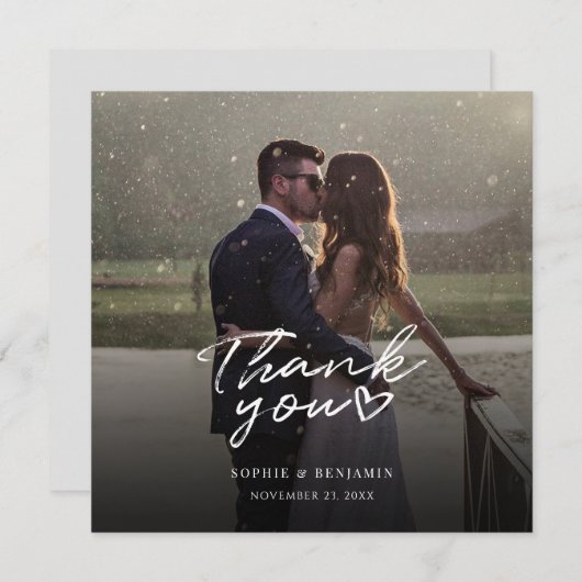 写真の手書き結婚お礼ノートカード (正面/裏面)