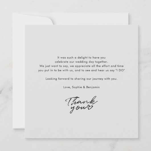 写真の手書き結婚お礼ノートカード (裏面)