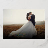 写真の手書き結婚による感謝金ゴールド 箔招待状 (正面)