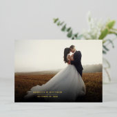 写真の手書き結婚による感謝金ゴールド 箔招待状 (立ち正面)