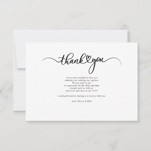 写真の手書き結婚スクリプト サンキューカード (裏面)