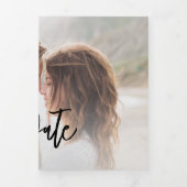 写真の手書き結婚式の日付を保存 三つ折り案内状 (カバー)