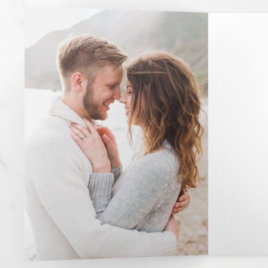 写真の手書き結婚式の日付を保存 三つ折り案内状 (内部最初)