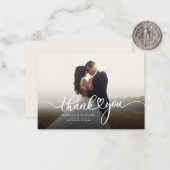 写真の手書モダンき結婚による感謝 ノートカード (正面/裏面インサイチュ)