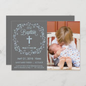 写真の招待状に洗礼を施す洗礼男の子の招待 招待状 (正面/裏面)