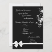 写真の招待状5x7を結婚する黒く及び白いハート 招待状 (裏面)