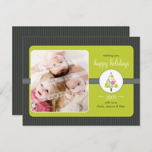 写真の挨拶の郵便はがき:: モダンなむらがある木L3 シーズンポストカード (正面/裏面)