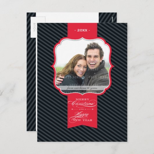 写真の挨拶の郵便はがき:: 折りえり4P シーズンポストカード (正面/裏面)