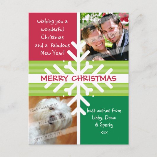 写真の挨拶の郵便はがき:: 雪片の解剖P1 シーズンポストカード (正面)