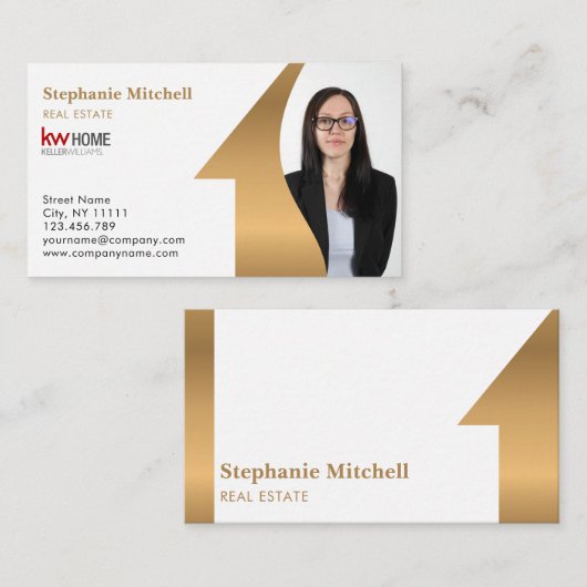 写真の挿入フォト追加テンプレート実在エステートエージェント 名刺 (正面/裏面)