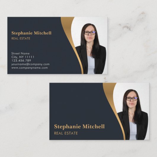 写真の挿入フォト追加テンプレート実在エステートエージェント 名刺 (正面/裏面)