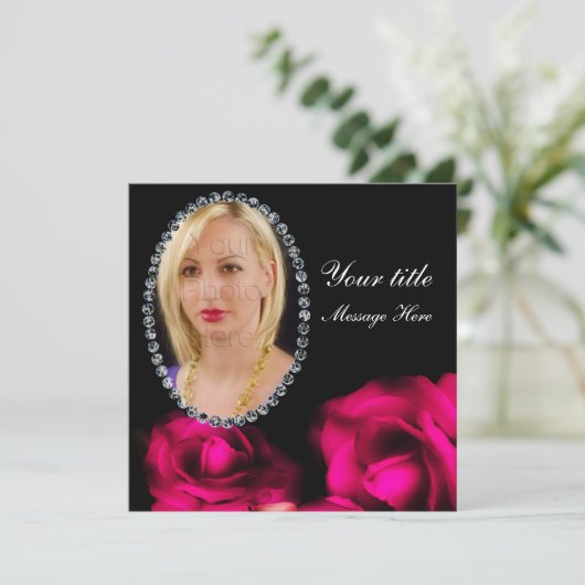 写真の挿入物カード-数々のな使用-バラ 招待状 (スタンド正面)