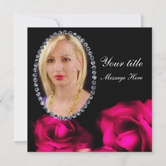 写真の挿入物カード-数々のな使用-バラ 招待状 (正面)