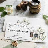 写真の撮影セッション伝票証明書