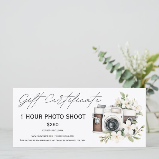 写真の撮影セッション伝票証明書 (スタンド正面)