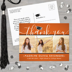 写真の新しいアドレス卒業オレンジありがとう ポストカード