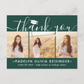 写真の新しいアドレス卒業グリーンホワイトありがとう ポストカード (正面)