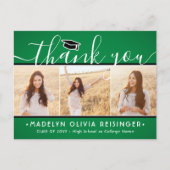 写真の新しいアドレス卒業グリーンホワイトありがとう ポストカード (正面)