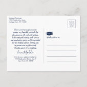 写真の新しいアドレス卒業ネイビーホワイトありがとう ポストカード (裏面)