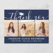 写真の新しいアドレス卒業ネイビーホワイトありがとう ポストカード (正面)