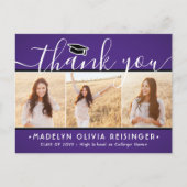 写真の新しいアドレス卒業パープルありがとう ポストカード (正面)
