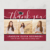 写真の新しいアドレス卒業赤白ありがとう ポストカード (正面)