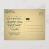 写真の新しいアドレス緑の金ゴールド卒業ありがとう ポストカード (裏面)