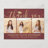 写真の新しいアドレス赤金ゴールド卒業ありがとう ポストカード (正面)