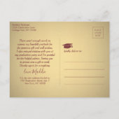 写真の新しいアドレス赤金ゴールド卒業ありがとう ポストカード (裏面)