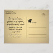 写真の新しいアドレス黒金ゴールド卒業ありがとう ポストカード (裏面)