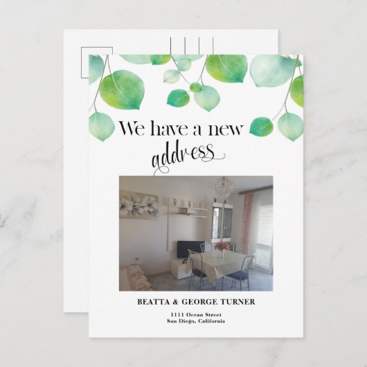 写真の新しい自宅住所、お知らせポストカード 案内ポストカード (正面/裏面)