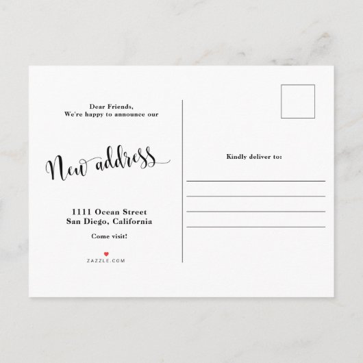 写真の新しい自宅住所、お知らせポストカード 案内ポストカード (裏面)