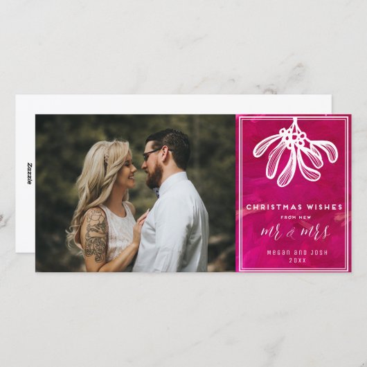 写真の新人夫妻からのクリスマスの願い シーズンカード (正面/裏面)