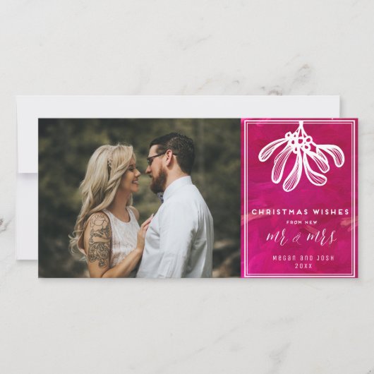 写真の新人夫妻からのクリスマスの願い シーズンカード (正面)