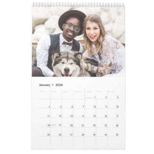 写真の新婚 カレンダー (1月 2026)