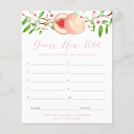 写真の新婦の年齢を推測ブライダルシャワーゲーム チラシ (正面)
