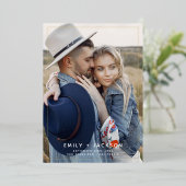 写真の日付の写真金ゴールド 箔招待状 (立ち正面)