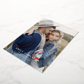 写真の日付の写真金ゴールド 箔招待状 (回転した状態)