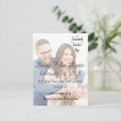 写真の日付の婚約告知の保存 ポストカード (スタンド正面)