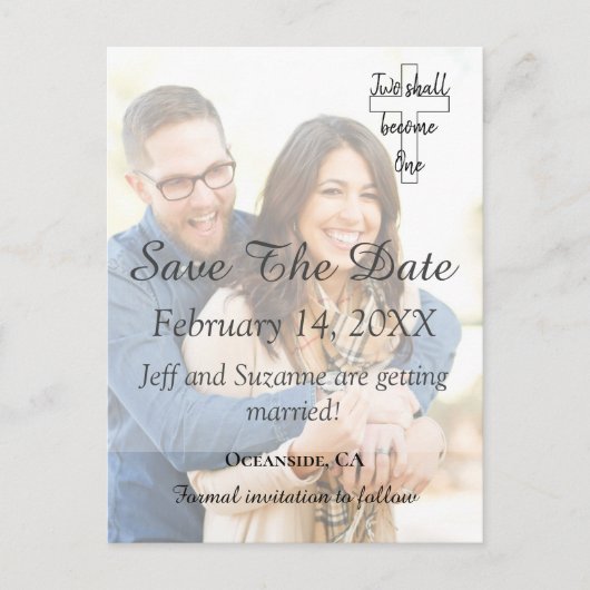 写真の日付の婚約告知の保存 ポストカード (正面)