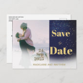 写真の日付の結婚夕べの保モダン存 案内ポストカード (正面/裏面)