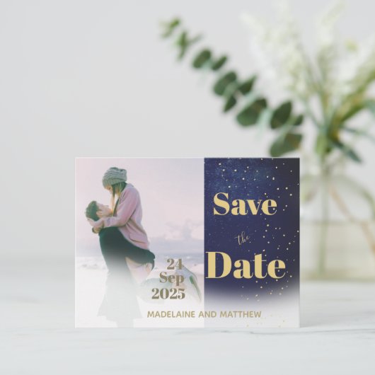 写真の日付の結婚夕べの保モダン存 案内ポストカード (スタンド正面)