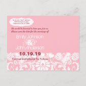 写真の日付をピンクとホワイトダマスクで保存 案内ポストカード (裏面)