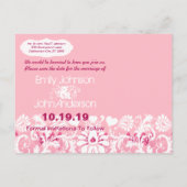 写真の日付をピンクとホワイトダマスクで保存 案内ポストカード (裏面)