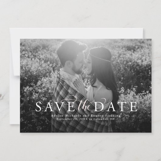 写真の日付を保エレガント存 マグネット招待状 (正面)