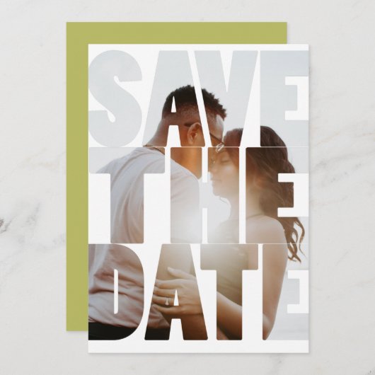 写真の日付を保モダン存パーソナライズされた 案内状 (正面/裏面)