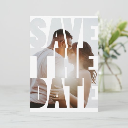 写真の日付を保モダン存パーソナライズされた 案内状 (スタンド正面)