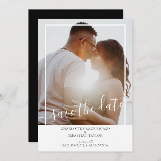 写真の日付を保モダン存パーソナライズされた 案内状 (正面/裏面)