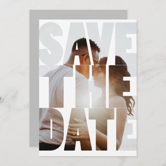 写真の日付を保モダン存パーソナライズされた 案内状 (正面/裏面)