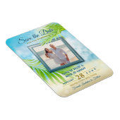 写真の日付を保存するビーチ結婚式の手のひら葉の マグネット (右側)